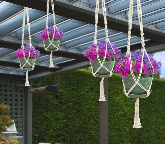 Hangende Boho planten houders voor binnen of buiten 4 stuks