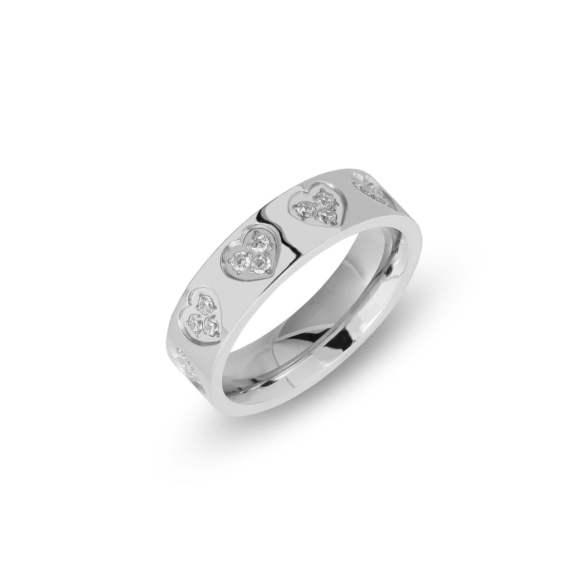Zirconia heart ring silver