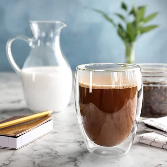 Glozini Dubbelwandige Glazen - 350 ml - Set van 6 - Koffieglazen - Theeglas - Cappuccino Glazen - Latte Macchiato Glazen Bekers