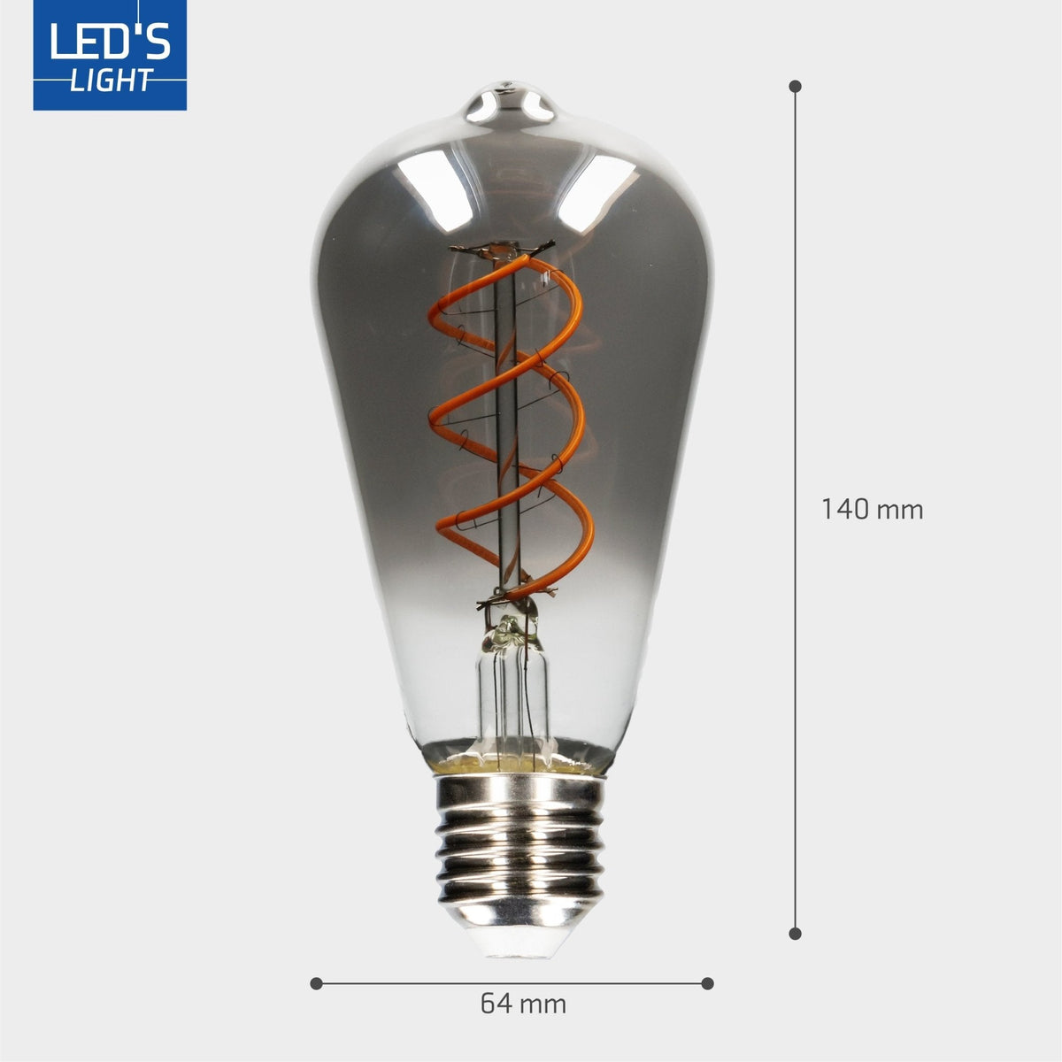 LED Lamp smokey E27 - Nostalgisch retro - Dimbaar warm wit licht - Edison ST64