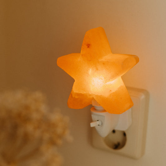 Oranje zoutsteen ster nachtlampje