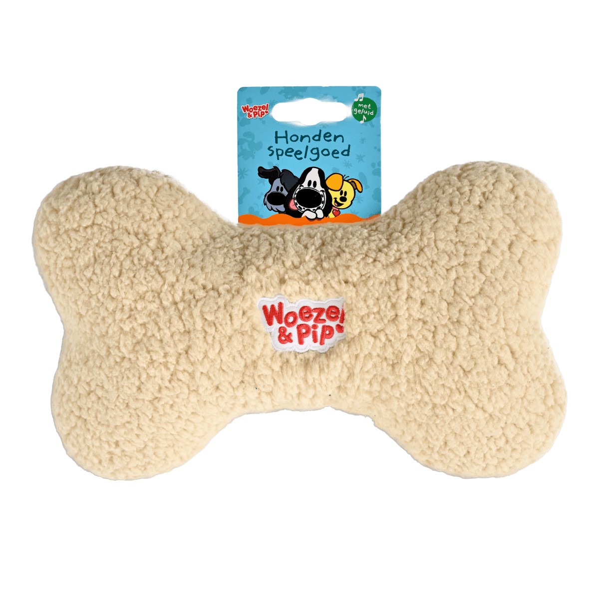 Woezel & Pip - Hondenspeelgoed - Bot pluche met piep - beige 30cm