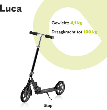 Lionelo Luca Step - Opvouwbare Scooter tot 100 kg - ABEC-7 Lagers - 200 mm Wielen - ShockResist Demping - 3 Hoogte-instellingen - Antislip Platform - Tieners & Volwassenen