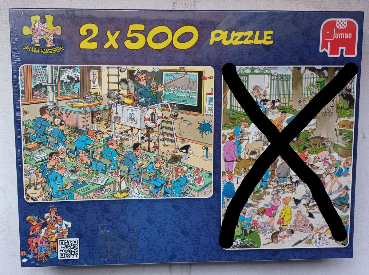 Doos van 2 x 500 stukjes waarvan 1 puzzel helaas ontbreekt.
