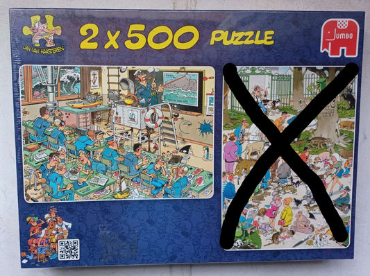Doos van 2 x 500 stukjes waarvan 1 puzzel helaas ontbreekt.