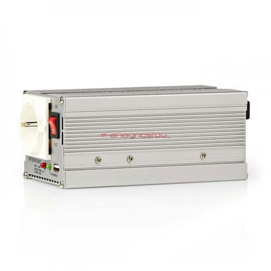 Power Inverter aangepaste sinusgolf 12V DC - 230 V AC, 300 W / 300W omvormer met sinusgolfuitgang die spanning omzet van 12V DC-batterijen naar 230V AC. Voedt 230V apparaten waar 12V DC beschikbaar is. Hij heeft een Schuko-connector en een USB-stick.