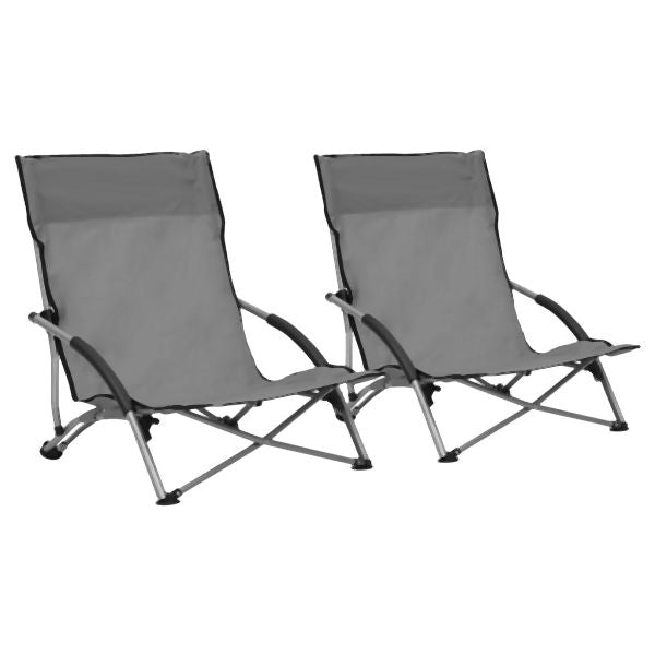 Opvouwbare Strandstoelen 2 delig grijs stof