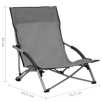 Opvouwbare Strandstoelen 2 delig grijs stof