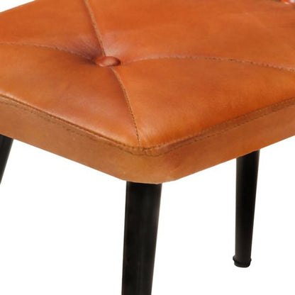 Wingback Fauteuil met voetenstoel Lichtbruin Echt Leer