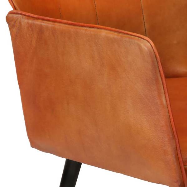 Wingback Fauteuil met voetenstoel Lichtbruin Echt Leer