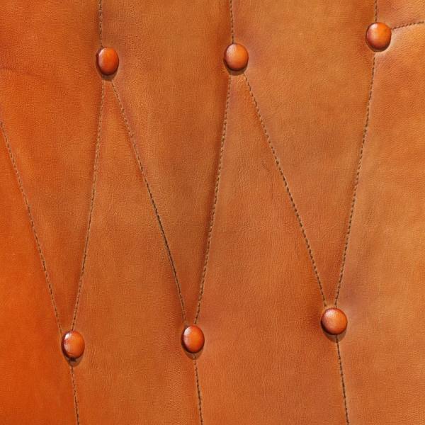Wingback Fauteuil met voetenstoel Lichtbruin Echt Leer