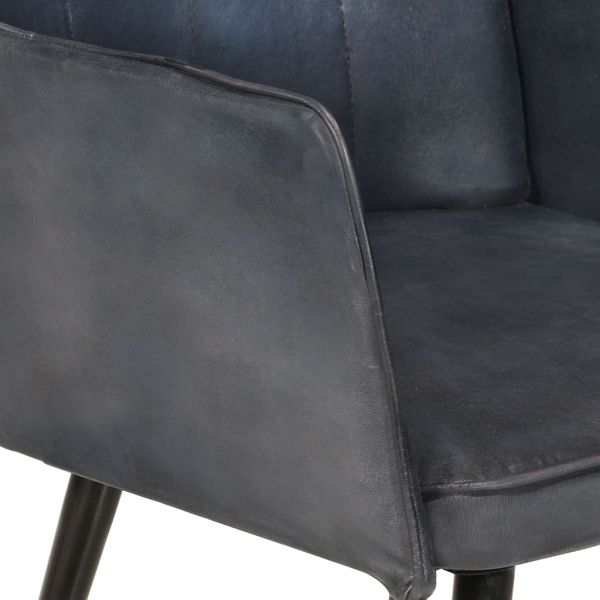 Oorfauteuil met voetkruk echt leer
