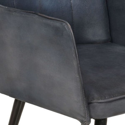 Oorfauteuil met voetkruk echt leer