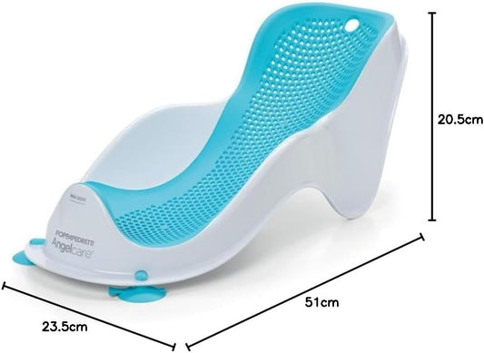 Foppapedretti Badkuiphouder, voor baby's vanaf de geboorte tot 6 maanden (tot 9 kg), hygiënisch, ergonomisch, zacht net, schimmelbestendig, zuignappen ter verankering van de badkuip, wit-turquoise