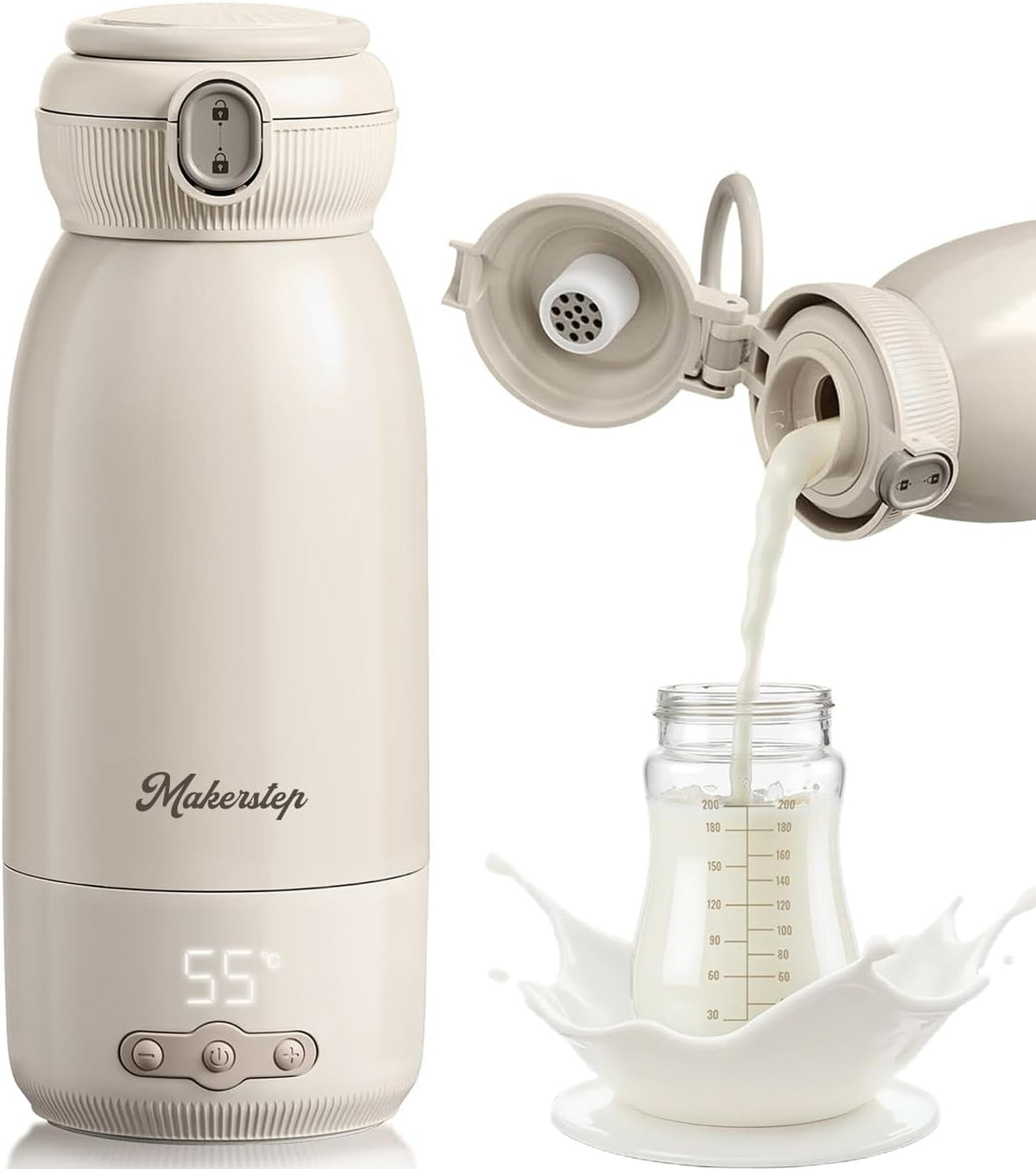 Draagbare flesverwarmer voor baby onderweg, 500 ml capaciteit