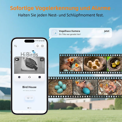 Vogelhuis met 5 MP camera, nestkast voor vogels voor buiten, 2,4 G wifi & app-melding