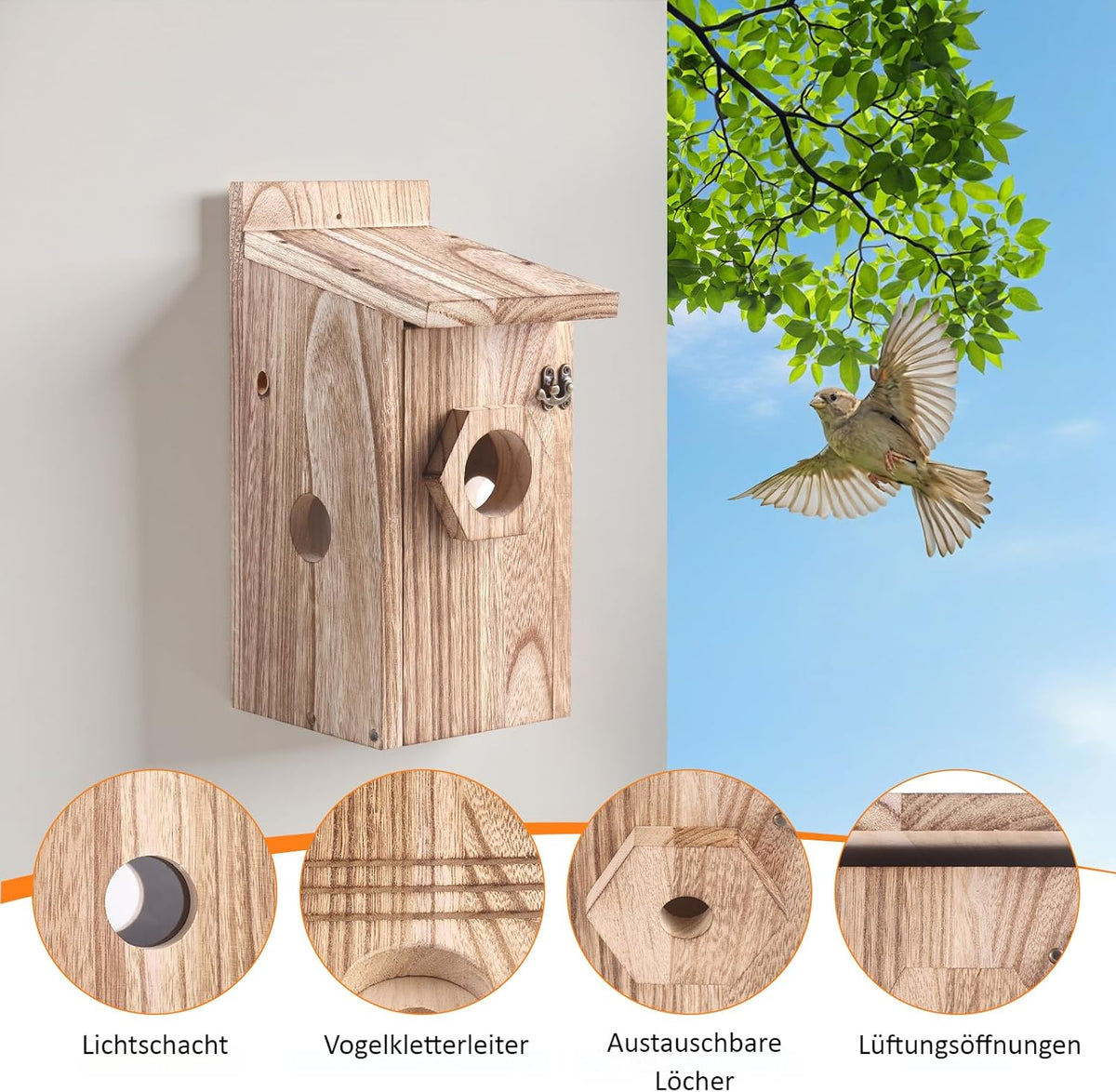 Vogelhuis met 5 MP camera, nestkast voor vogels voor buiten, 2,4 G wifi & app-melding