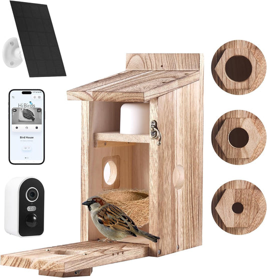 Vogelhuis met 5 MP camera, nestkast voor vogels voor buiten, 2,4 G wifi & app-melding