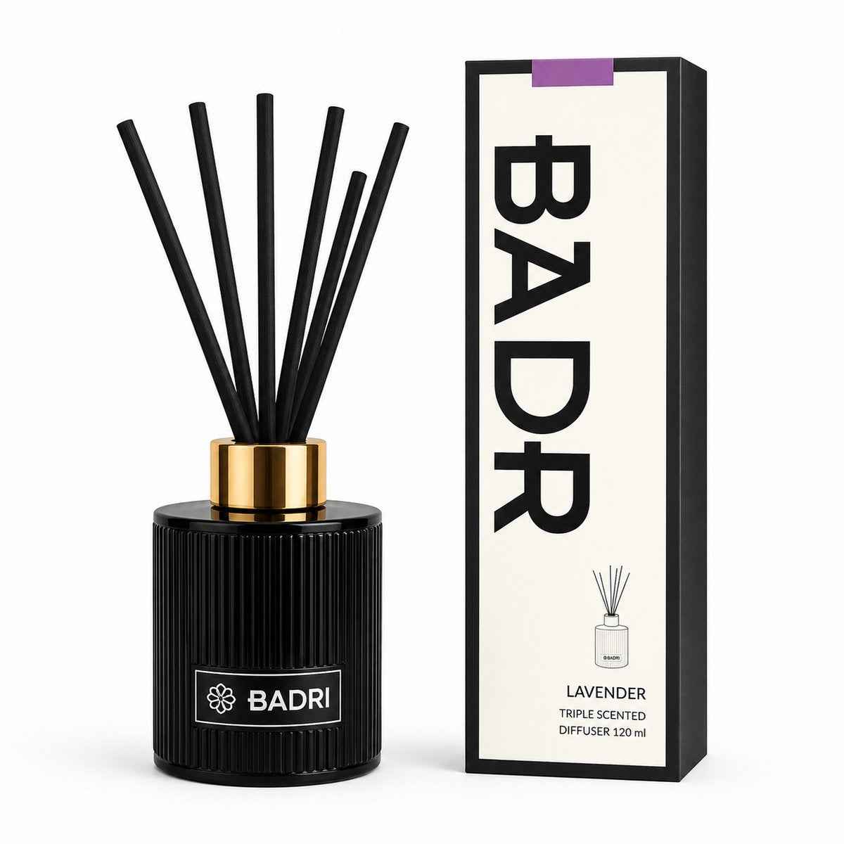 BADRI Geurstokjes Lavender 120ML - Luxe Reed Diffuser - Geur voor Woonkamer & Badkamer