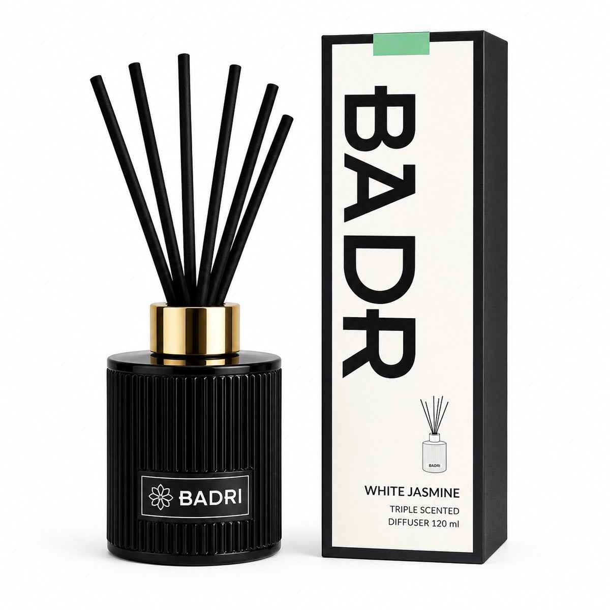 BADRI Geurstokjes White Jasmine 120ML - Luxe Reed Diffuser - Geur voor Woonkamer & Badkamer