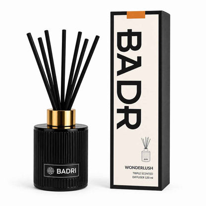 BADRI Geurstokjes Wonderlush 120ML - Luxe Reed Diffuser - Geur voor Woonkamer & Badkamer