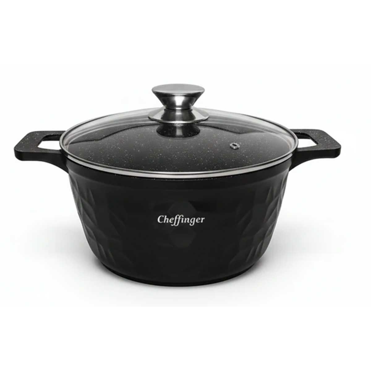 Cheffinger Pannenset - 6-delig - 20, 24 & 28 cm - Zwart