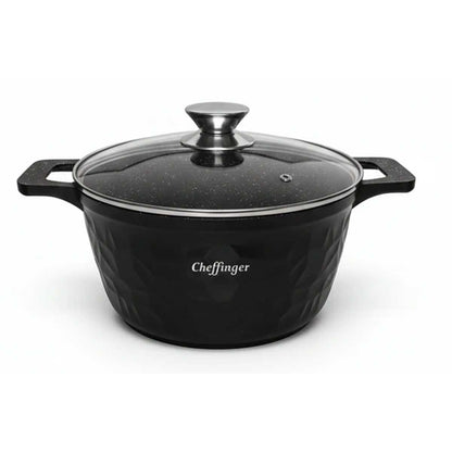 Cheffinger Pannenset - 6-delig - 20, 24 & 28 cm - Zwart