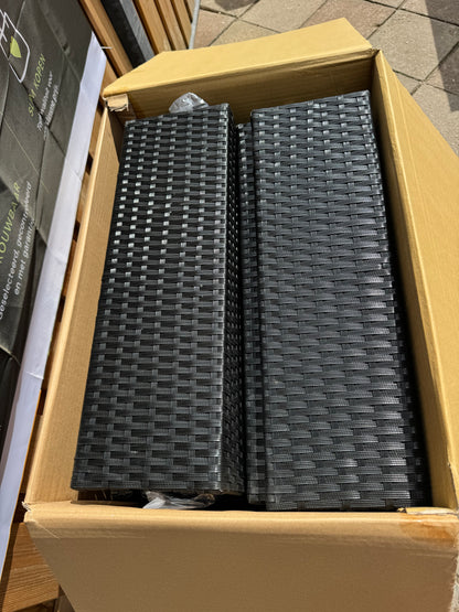 3-delige tuinlounge set met kussens poly rotan zwart