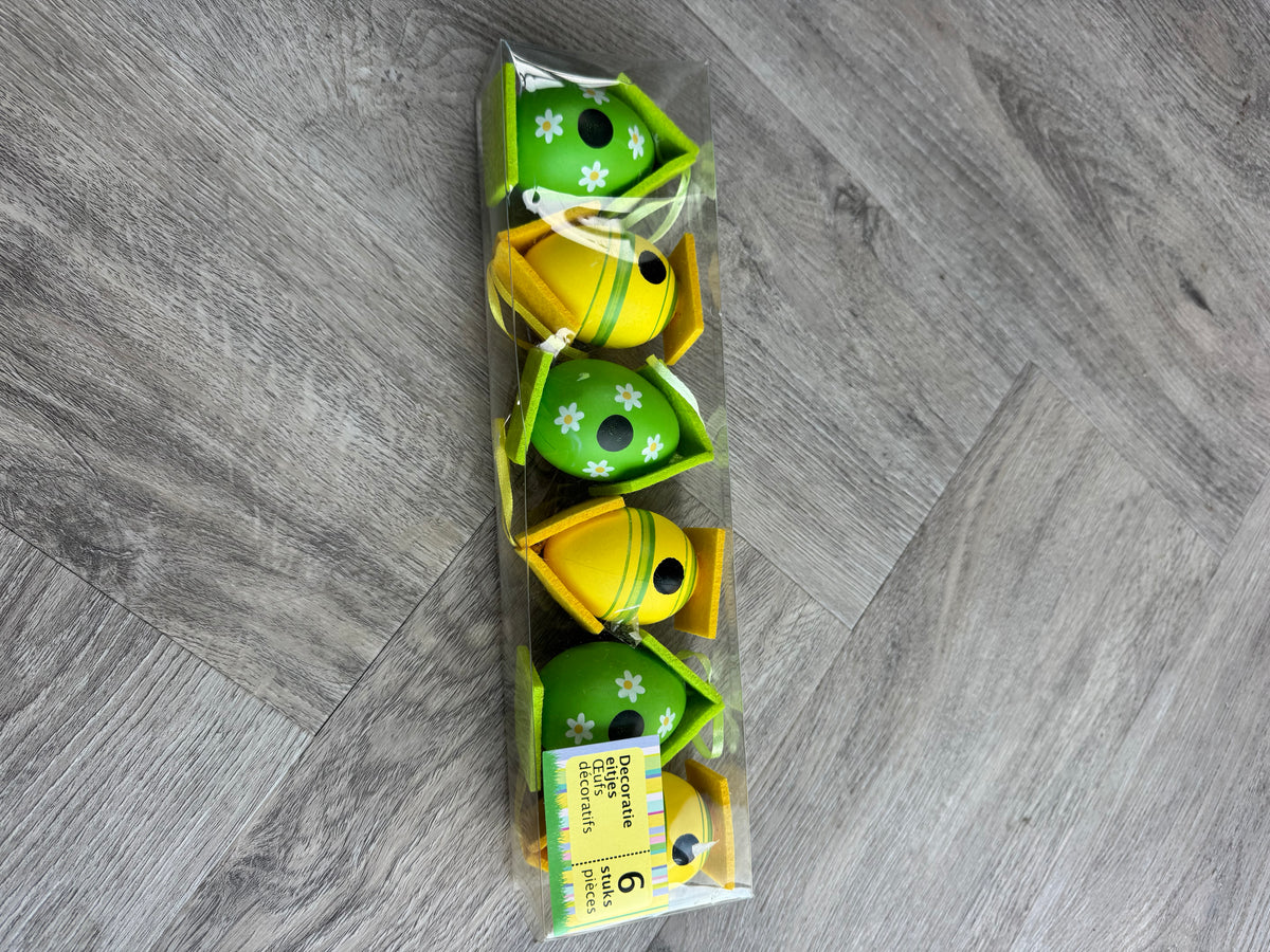 Paasdecoratie 'ei-huisjes' 6 stuks