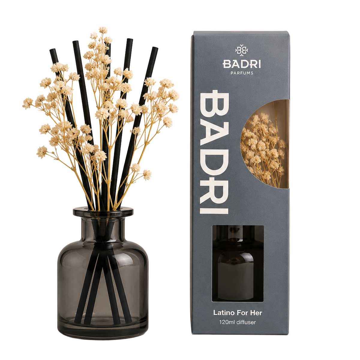 BADRI Bloem Geurstokjes - Latino For Her - 120ML - Luxe Reed Diffuser - Geur voor Woonkamer & Badkamer