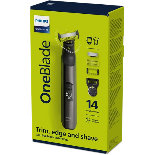 Philips OneBlade Pro 360 Face + Body – Zilver - Trimmer, scheerapparaat en styler in 1 - Inclusief opbergzakje