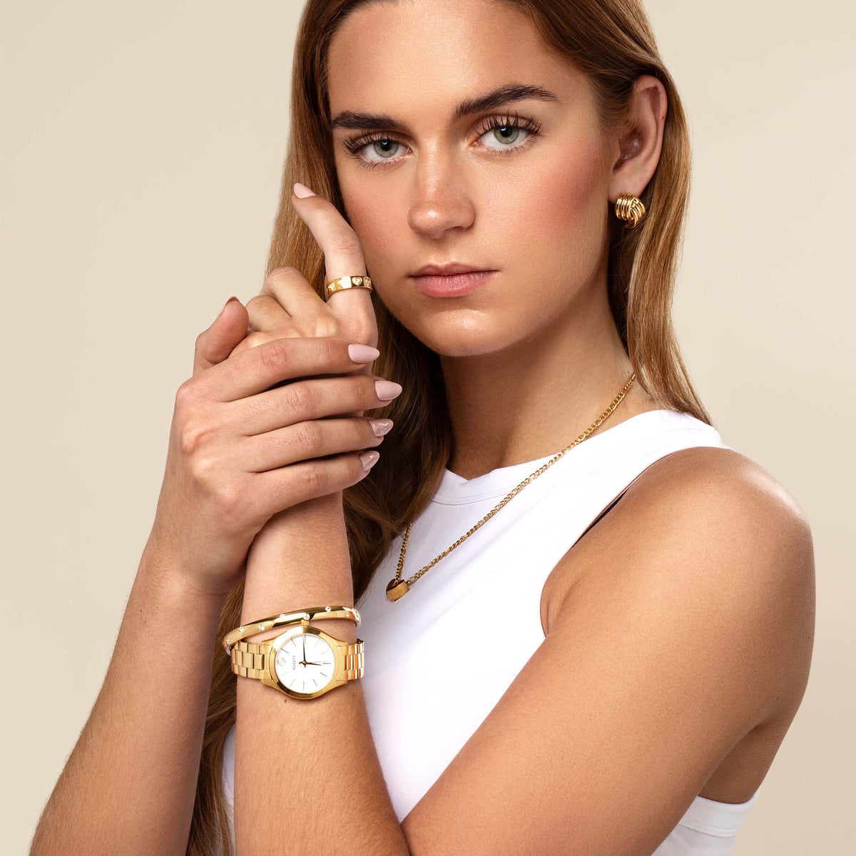 Twist stud earring gold
