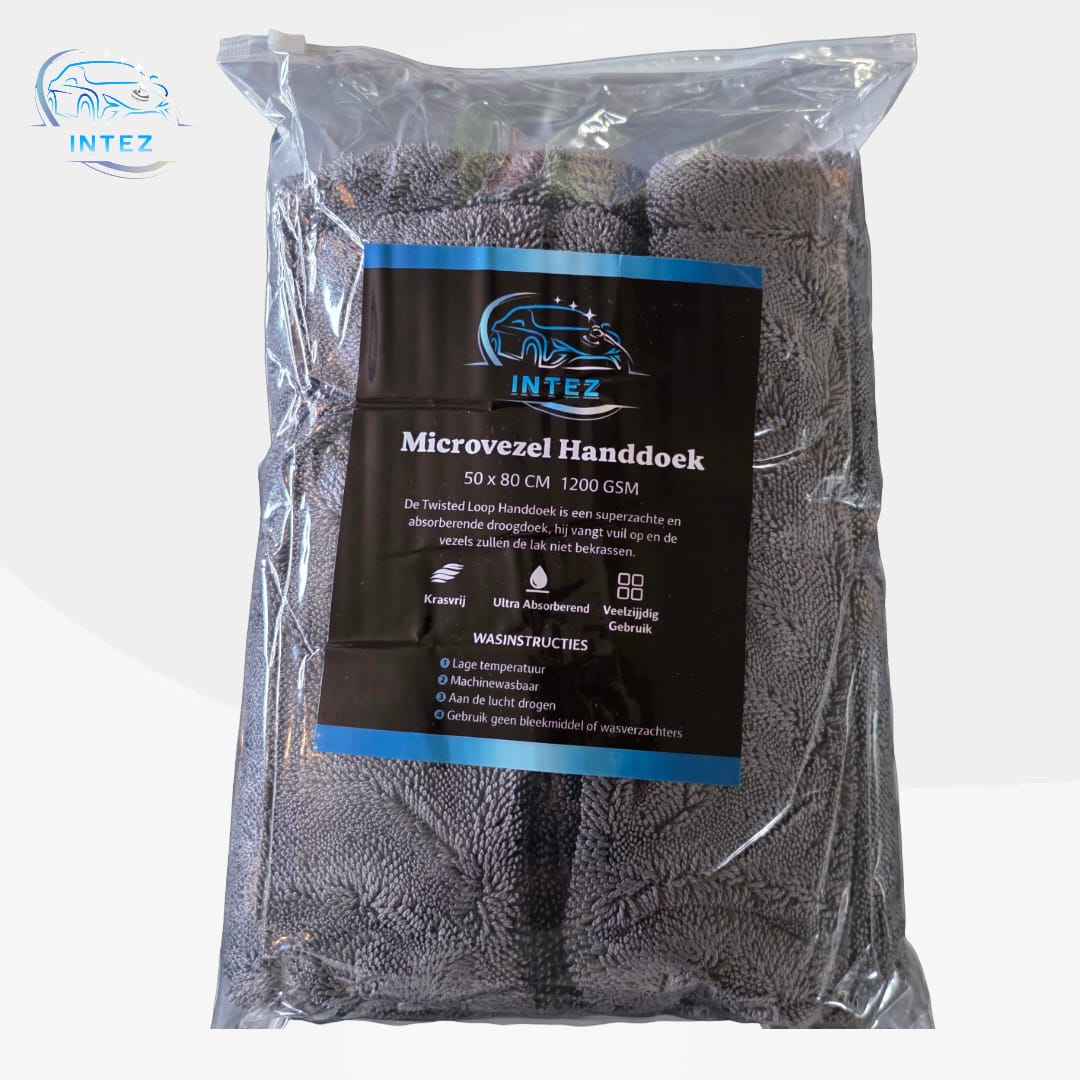 Intez Premium Droogdoek 1200 GSM - Ultra Absorberend 50x80cm dubbel-sided twisted loop