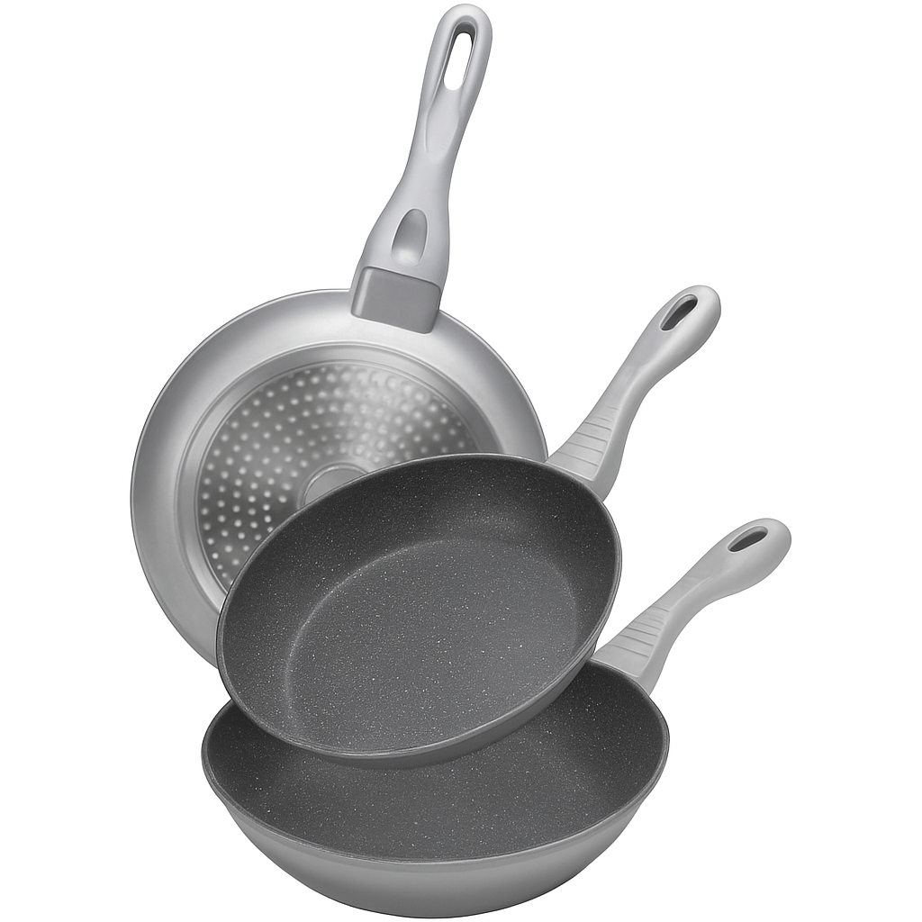 Cheffinger Koekenpannenset - 3-delig - Zilver - Koekenpan 20, 24, 28cm - Inductie