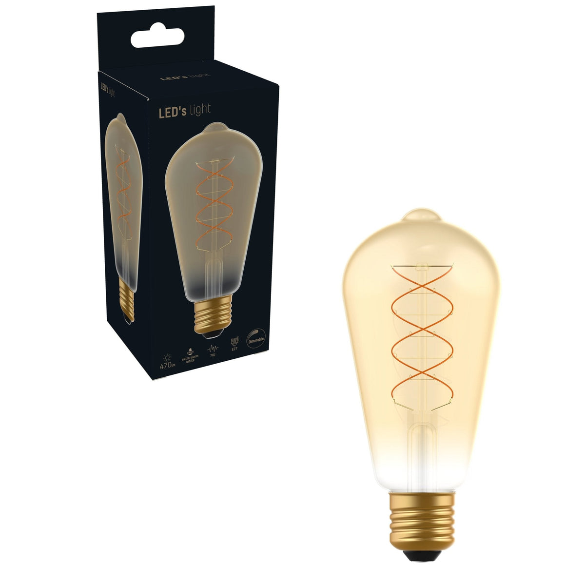 DecoDim LED Lamp Goud E27 - Dimbaar - Extra warm wit - ST64 Edison - 4W (25W)