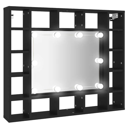 Spiegelkast met LED-verlichting 91x15x76,5 cm zwart
