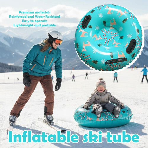35 inch (90 cm) stevige opblaasbare sneeuwband voor kinderen en volwassenen, verdikte slee met handvatten