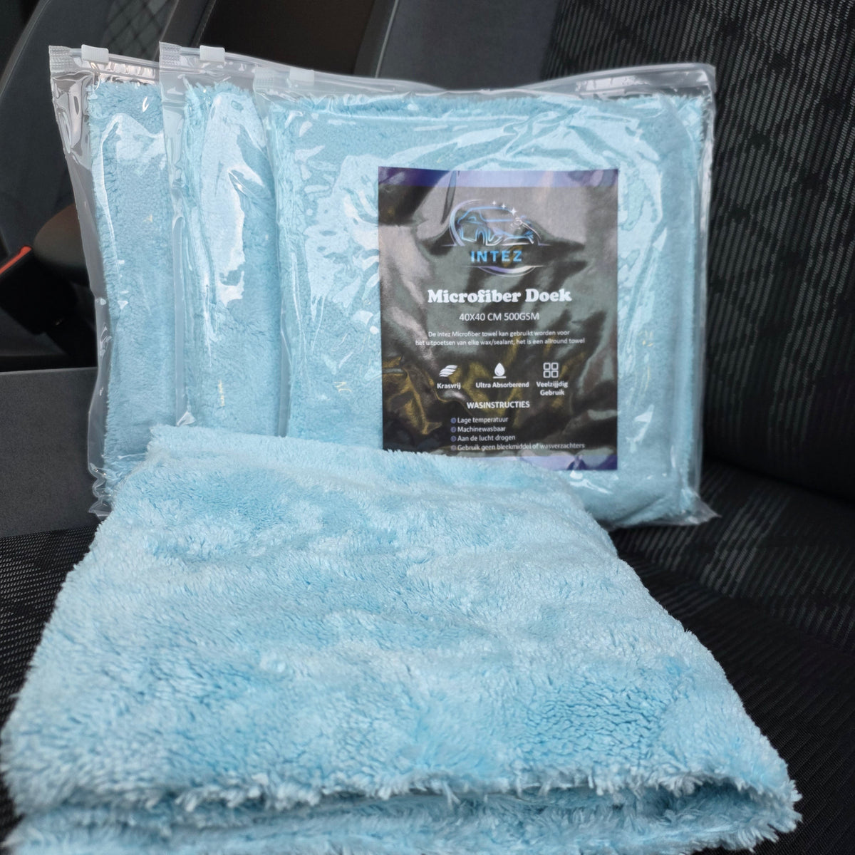 Intez Premium Microfiber Wax Towel 3-Pack - 40x40cm 500GSM Voordeelpakket
