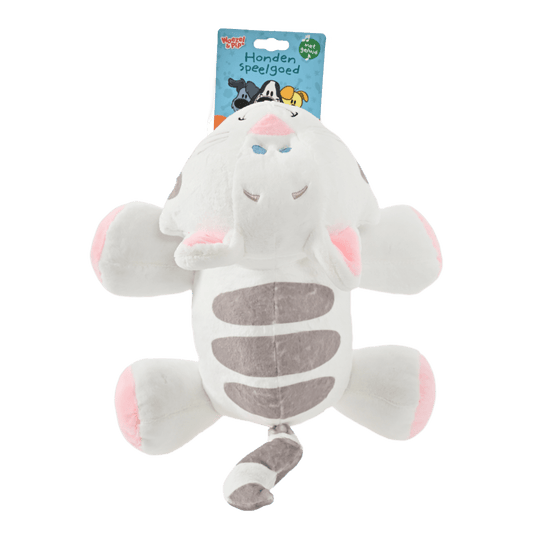 Woezel & Pip - Hondenspeelgoed - Buurpoes pluche liggend met piep - 40cm